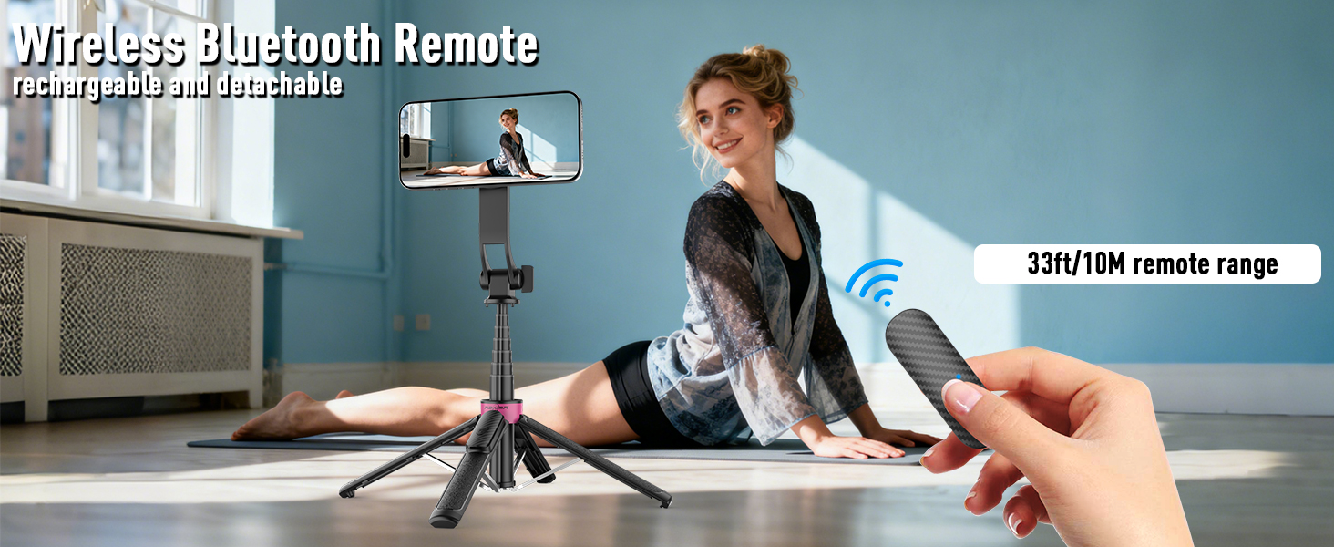 Magnetic Selfie Stick Tripod with Remote
