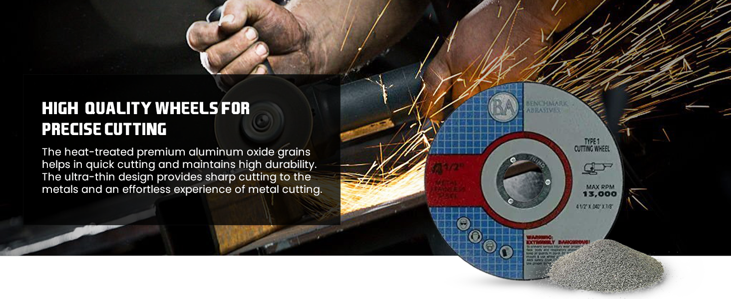 Premium aluminum oxide cut-off wheels for metal, steel, pipe cutting, and fabrication work.