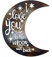 Top Brass Metal Crescent Moon Wall Decor Art - I Love You to the Moon and Back - Rustic Sign Torc...