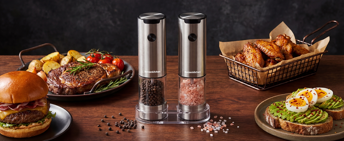 Electric Salt and Pepper Grinder Set