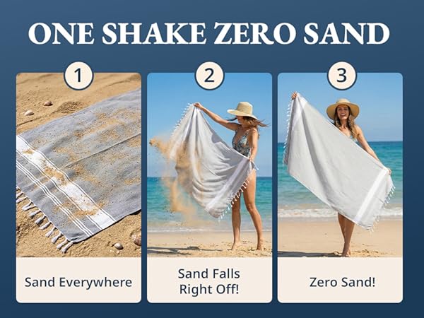 One Shake and Zero Sand. Sand Free towels where sand falls right off