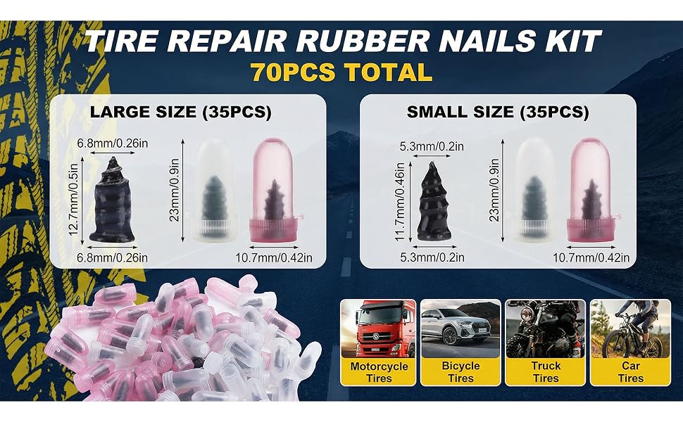 70PCS Tire Repair Rubber Nail
