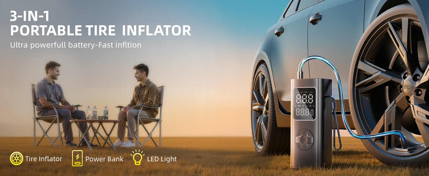 portable car air compressor tire inflator