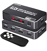 4K HDR HDMI Switch, Koopman 5 Ports 4K 60Hz HDMI 2.0 Switcher Selector with IR Remote, Supports U...