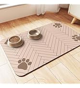 Pet Feeding Mat-Absorbent Pet Placemat for Food and Water Bowl, with Waterproof Rubber Backing, Q...