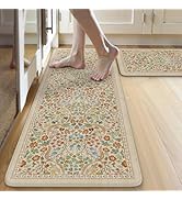 Collive Kitchen Mats Cushioned Anti Fatigue, Non Slip Waterproof Kitchen Floor Mat Beige Rug 2 Pi...