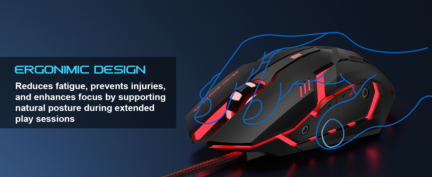 ergonomic gaming mouse backlight