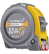 MulWark 26ft Measuring Tape Measure by Imperial Inch Metric Scale with Both-Side Metal Blade,Magn...