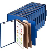 Cesil Pressboard Classification File Folders, 12pcs 3 Dividers Blue File Folders Letter Size with...