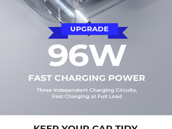 96W Retractable Car Charger