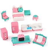 Magibeads 11Pcs Plastic Mini Furniture Decoration Set Dollhouse Miniature Furniture Assorted Mini...