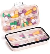 Daviky Travel Pill Organizer,Large 7-Compartment Pill Box for Vitamins &amp; Medications, Compact Med...