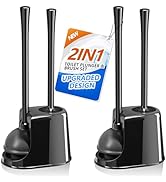 Toilet Plunger and Brush Set,2 Pack Bowl Brush and Heavy Duty Toilet Brush with Ventilated Holder...