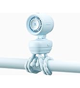 JISULIFE 2026 Stroller Fan – Small &amp; Stylish with 38H Cooling, Soft Night Light, One-Click Detach...