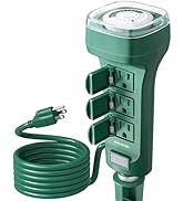 SURAIELEC 24-Hour Mechanical Outlet Timer, Outdoor Power Stake Light Timer, Electrical Power Stri...