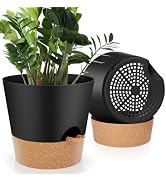 YNNICO 10-Inch Plant Pots, Self-Watering Planters with Drainage Holes &amp; Saucers for Indoor and Ou...
