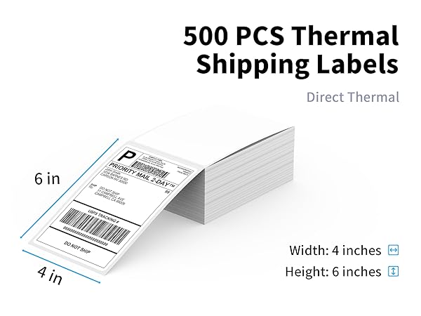 500-Pack of 4x6-inch Fanfold Thermal Shipping Labels