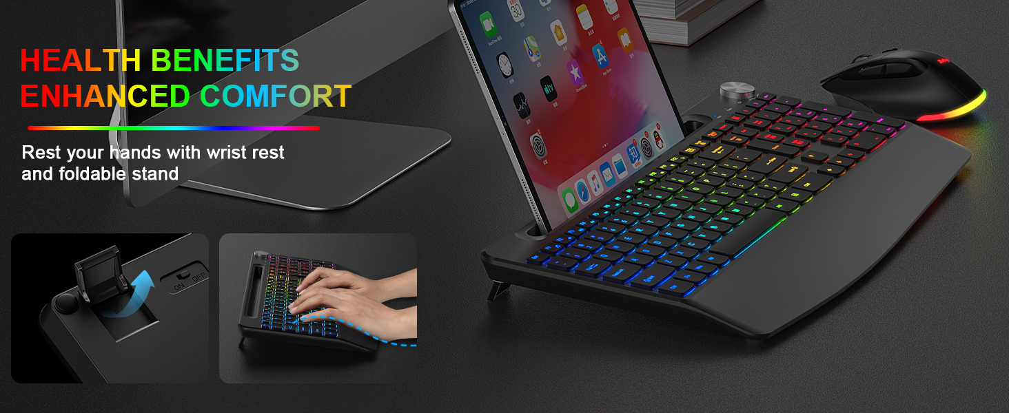 ergonomic keyboard and mouse wireless combo 