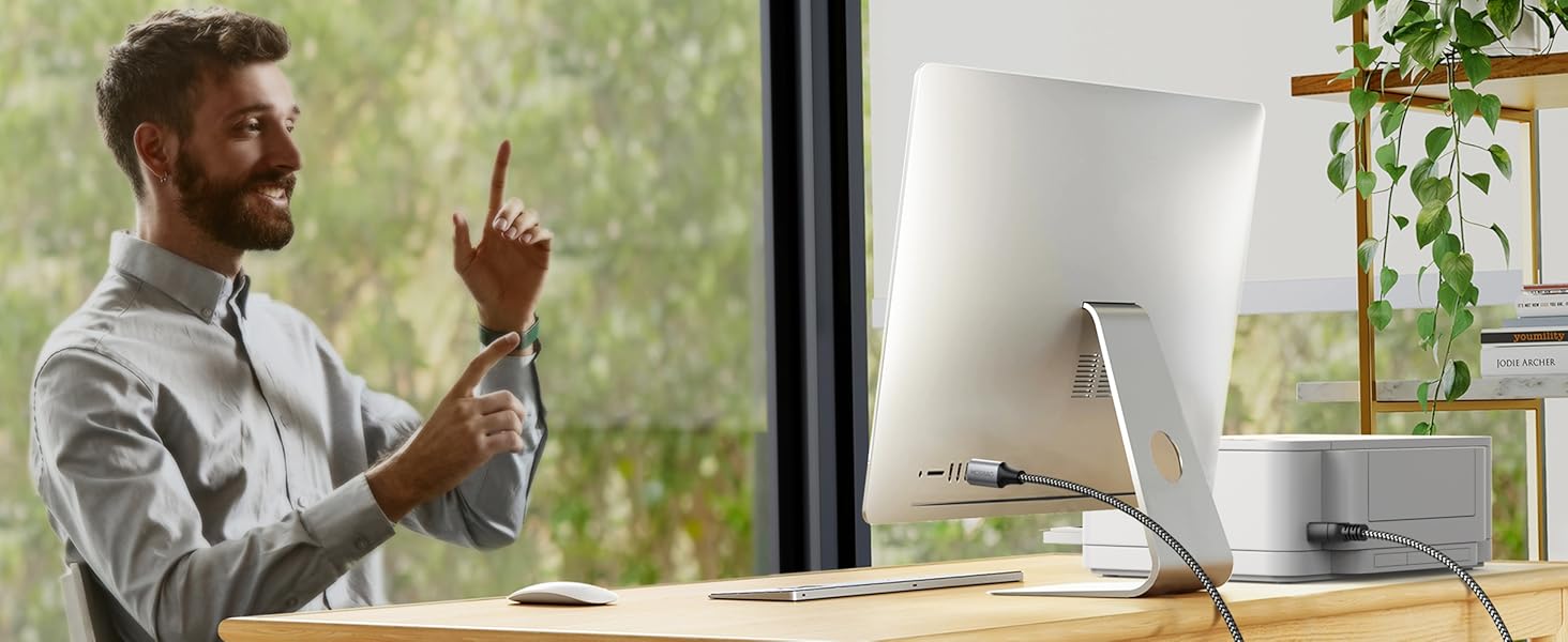 MOSWAG USB B to USB C Printer Cable 6.6FT, Nylon Braided USB B to C Cord for MacBook Pro, HP