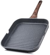SENSARTE Nonstick Grill Pan for Stove Tops, Versatile Griddle with Pour Spouts, Square Big Cookin...