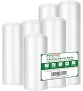 MakMeFre 6 Pack 6"x20'(1Roll) 8"x20'(3Rolls) and 11"x20' (2Rolls) Vacuum Sealer Bags Rolls for Fo...