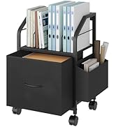 MAHANCRIS Small File Cabinet, Rolling Filing Cabinet for Under Desk with Divider, Single Non-Wove...