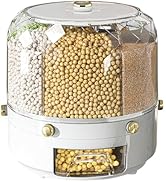 Natudeco Grain Storage Container Rotatable Rice Dispenser Box 6 Grid Grain Dispenser 360 Degree R...