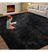 Super Soft Area Rugs for Living Room 5x7 Black, Fluffy Furry Shaggy Fuzzy Area Rug, Upgrade Anti-...