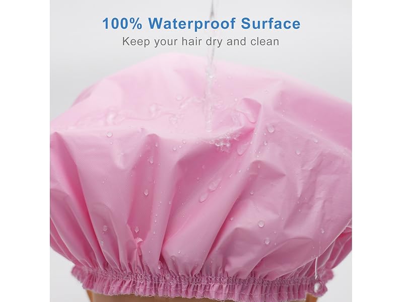 6 PCS Double Layer Waterproof Shower Caps