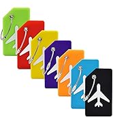 7 Pack Silicone Luggage Tag Baggage Handbag Travel Suitcase Tags with Name ID Card Perfect to Qui...