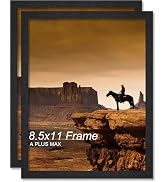 A PLUS MAX 8.5x11 Picture Frame Set of 2, Black Engineered Wood Frame for 8.5 x 11 Inch Picture P...