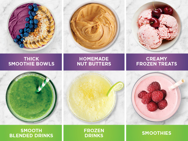 Thick smoothie bowls, homemade nut butters, frozen treats, smooth drinks, frozen drinks