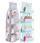 MURRI&amp;MURRDI 2 Packs Hanging Handbag Organizer for Closet, Purse Storage Holder with 8 Clear Pock...