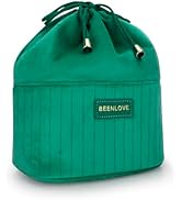 JINSI Velvet Drawstring Makeup Bag, Large Travel Cosmetic Organizer Pouch with Interior Pockets f...
