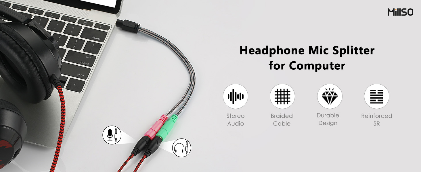 MillSO headphone mic splitter for pc