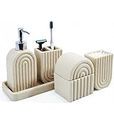 Bathroom Accessory Set, 5 Pcs Bathroom Essentials Sets Accessories, Soap Dispenser Set, Toothbrus...