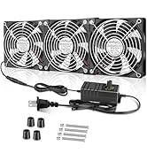 AmRunJe 3 x 120mm Computer Fan with AC Plug 110V – 240V Small Dual-Ball Box Fans with Speed Contr...