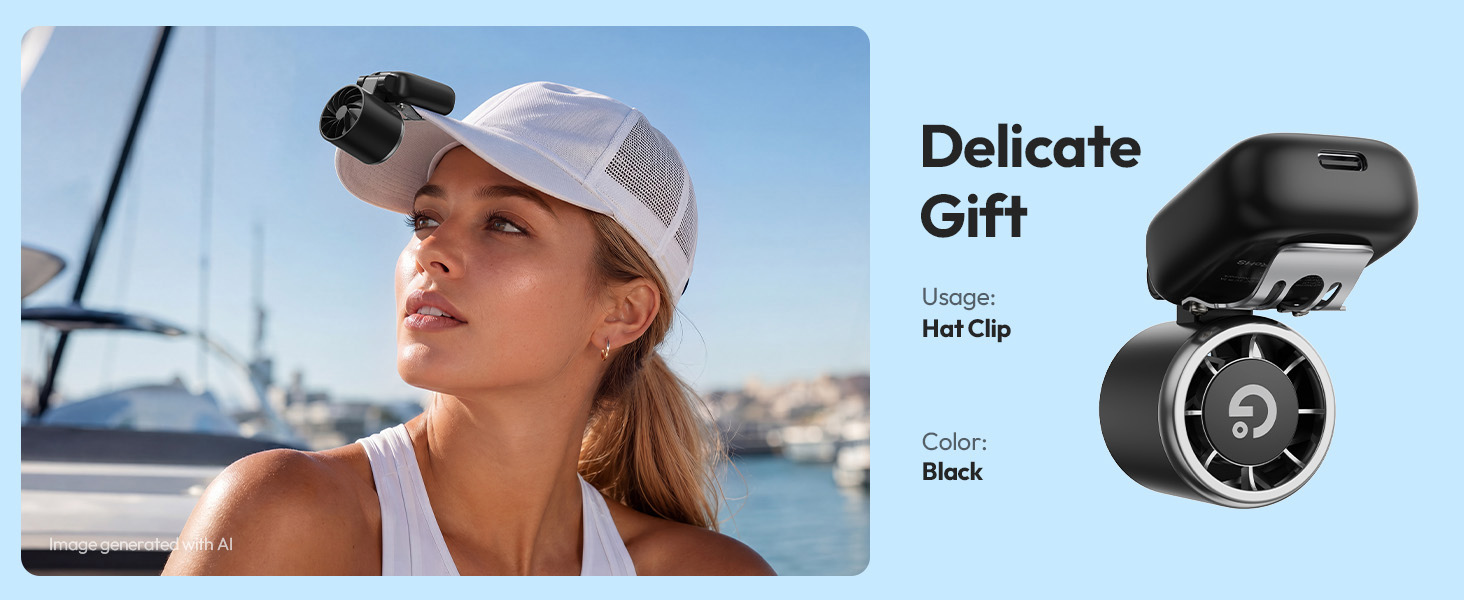 hat fan personal fan clip on fan for shirt 3-speed 180° tilt tennis fishing farming planting