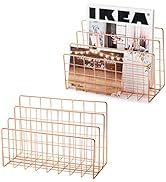 Frcctre 2 Pack Desktop Mail Organizer, 3 Slot Mail Holder File Holder Desktop, Metal Wire Multifu...