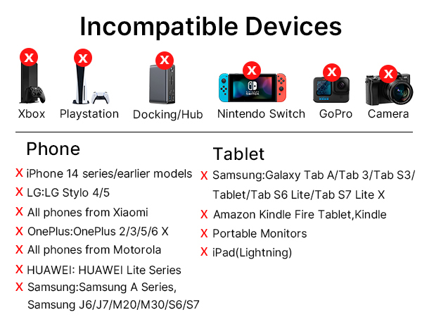 incompatible devices
