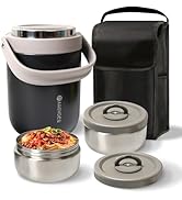 Pawovdeq Adults Lunch Thermos for Hot Food with Inserts Stackable Bento Box, Stainless Steel Vacu...