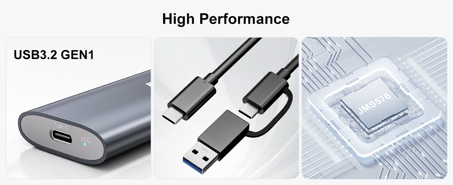 M.2 NGFF SATA SSD external case 5Gbps JMS576 chipset USB3.2 Gen1 Type-C port 6Gbps UASP