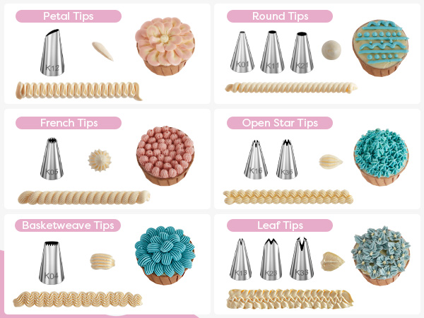 piping bags and tips set
