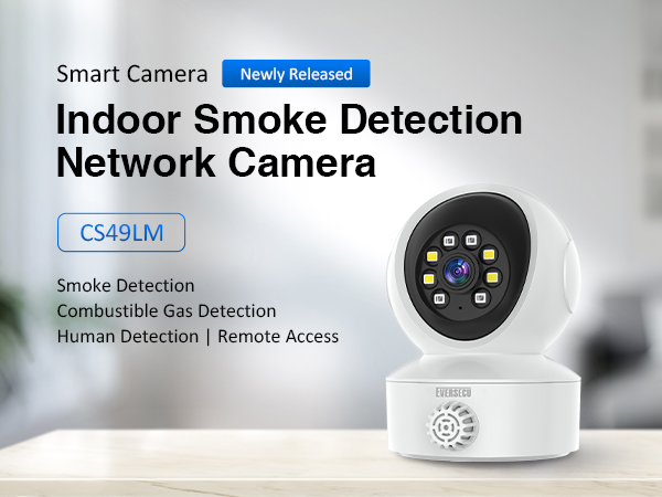 EVERSECU Smoke &amp; Gas Detection Home Security Camera with Sound Alarm 