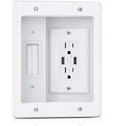 ZEXMTE in Wall Cable Management Kit with AC Outlets &amp; USB Ports, Recessed Outlet Box,in Wall TV P...