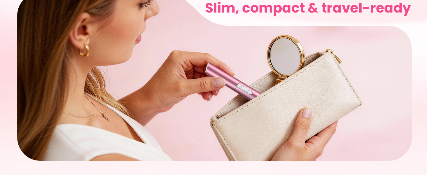 Compact eyebrow trimmer placed into a small pouch for easy storage and travel
