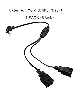 Extension Cord Splitter 3.28FT,2Prong Power Cord 1 to 2 Outlet Splitter, Right Angled Type Flat P...