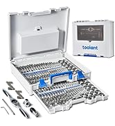toolant 127 Piece Ratcheting Tap and Die Set, SAE/Metric Tap and Die Set with Assortment Drill Bi...