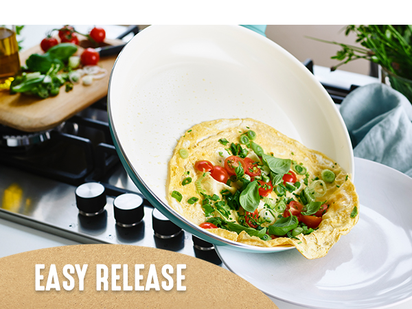 GreenLife, color, easy release, durable, versatile, colorful, PFAS, clean cookware, pots and pans