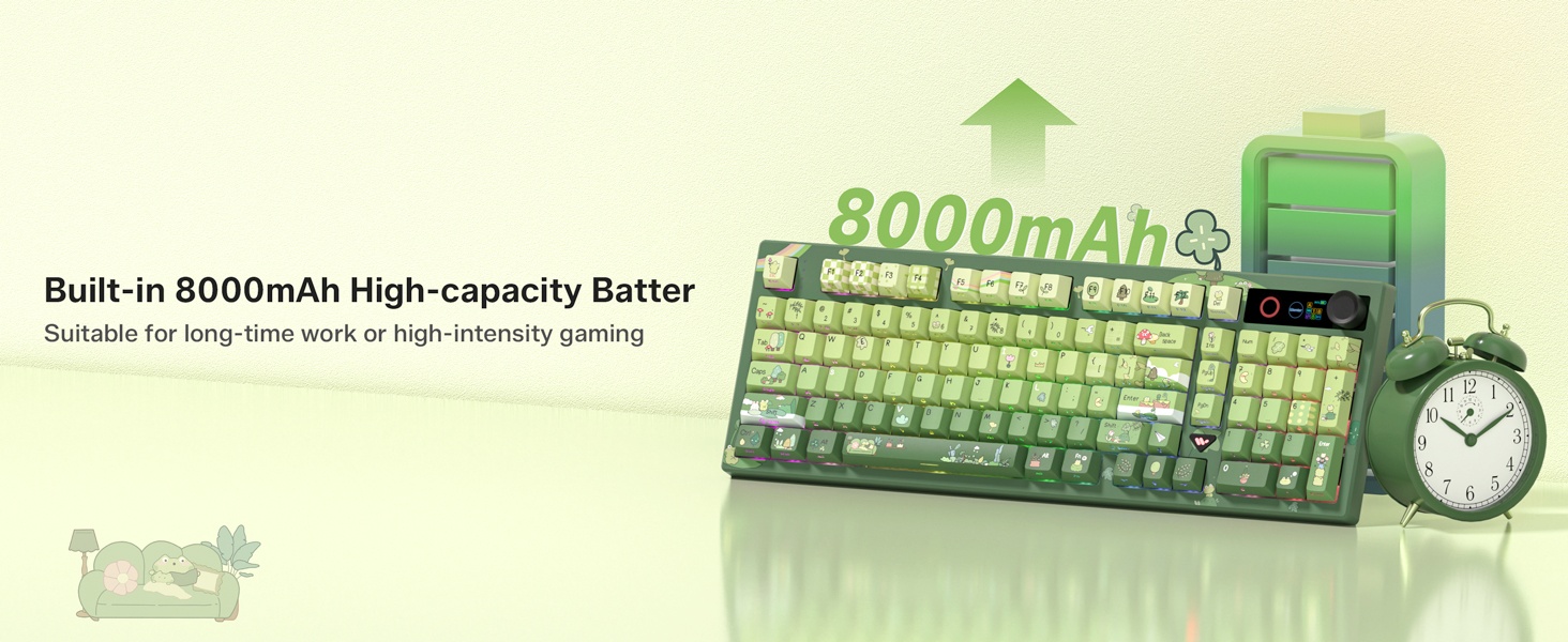 Frog Wireless Mechanical Creamy Keyboard,Gaming Keyboard with Number Pad,98% Keyboard